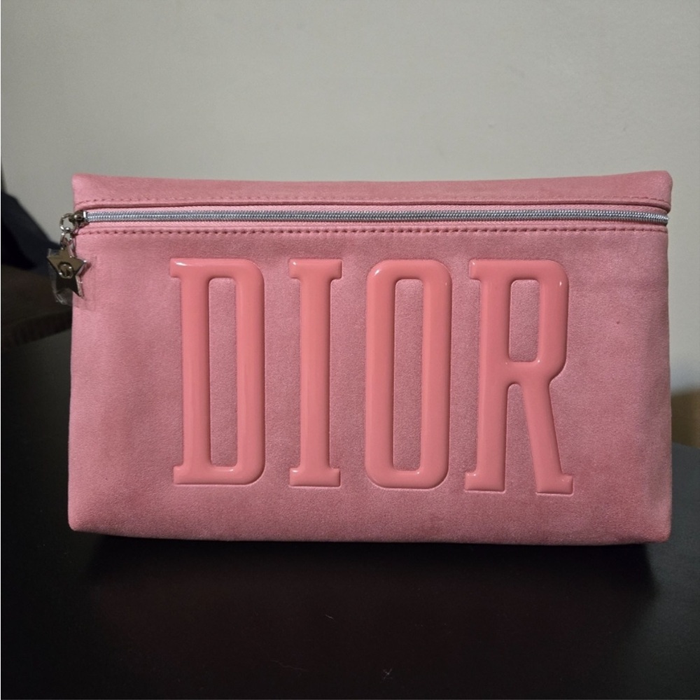 Dior GWP Pink Cosmetic Bag with Embossed Logo